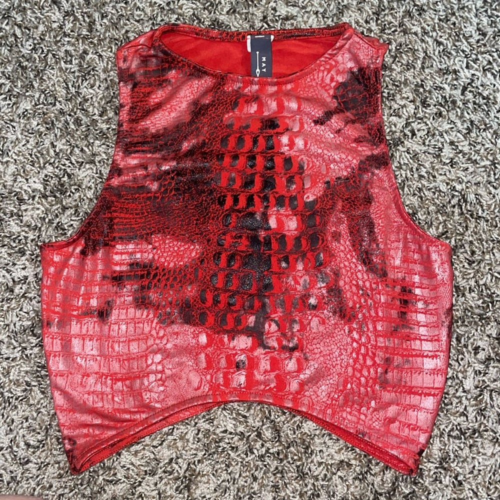 Vintage Snakeskin Pattern-Like Top from May Pink; Size Small